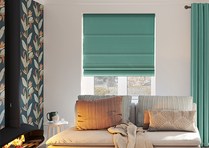 Akoya Faux Silk, Lustre Emerald Green - Twist&Fit Roman Blind - Image 3